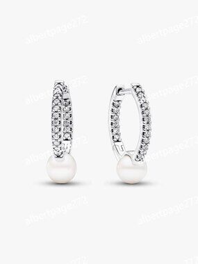 Treated Freshwater Cultured Pearl & Pavé Hoop Earrings